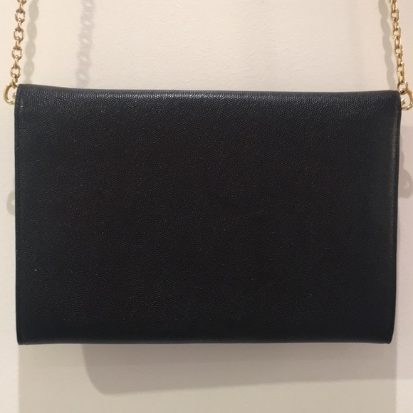 J. Estina Black Leather Purse with Faux Gold Chain - Picture 6 of 14